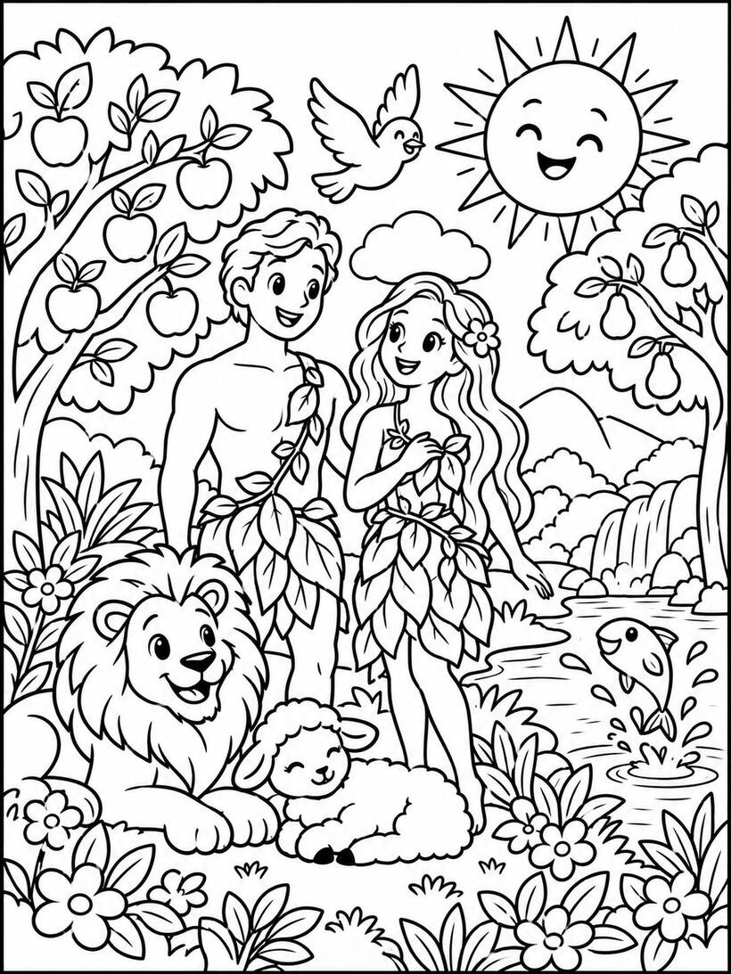 Dibujo para colorear La Creación · GodCalm