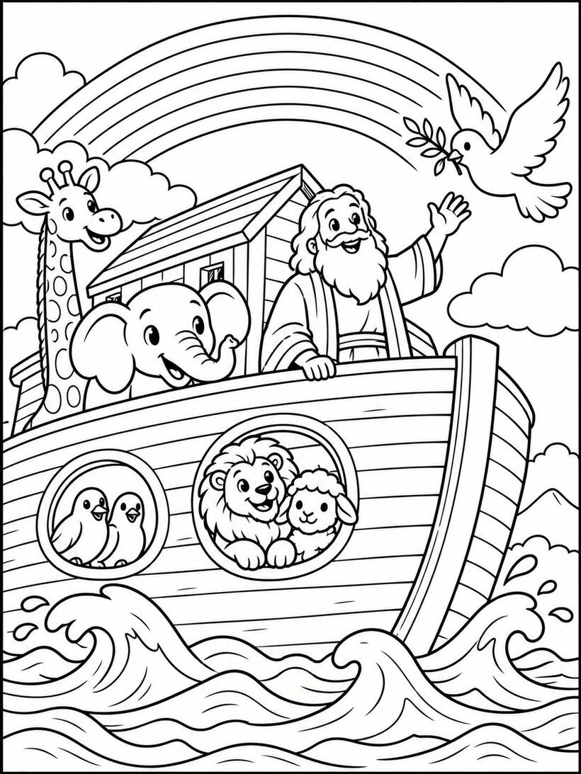 Dibujo para colorear El Arca de Noé · GodCalm